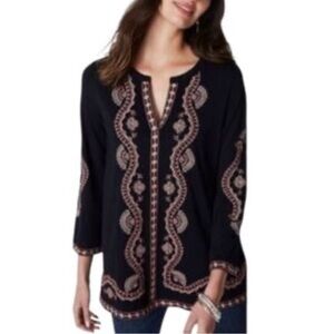 J. Jill embroidered v-neck boho tunic women’s‎ cotton top L